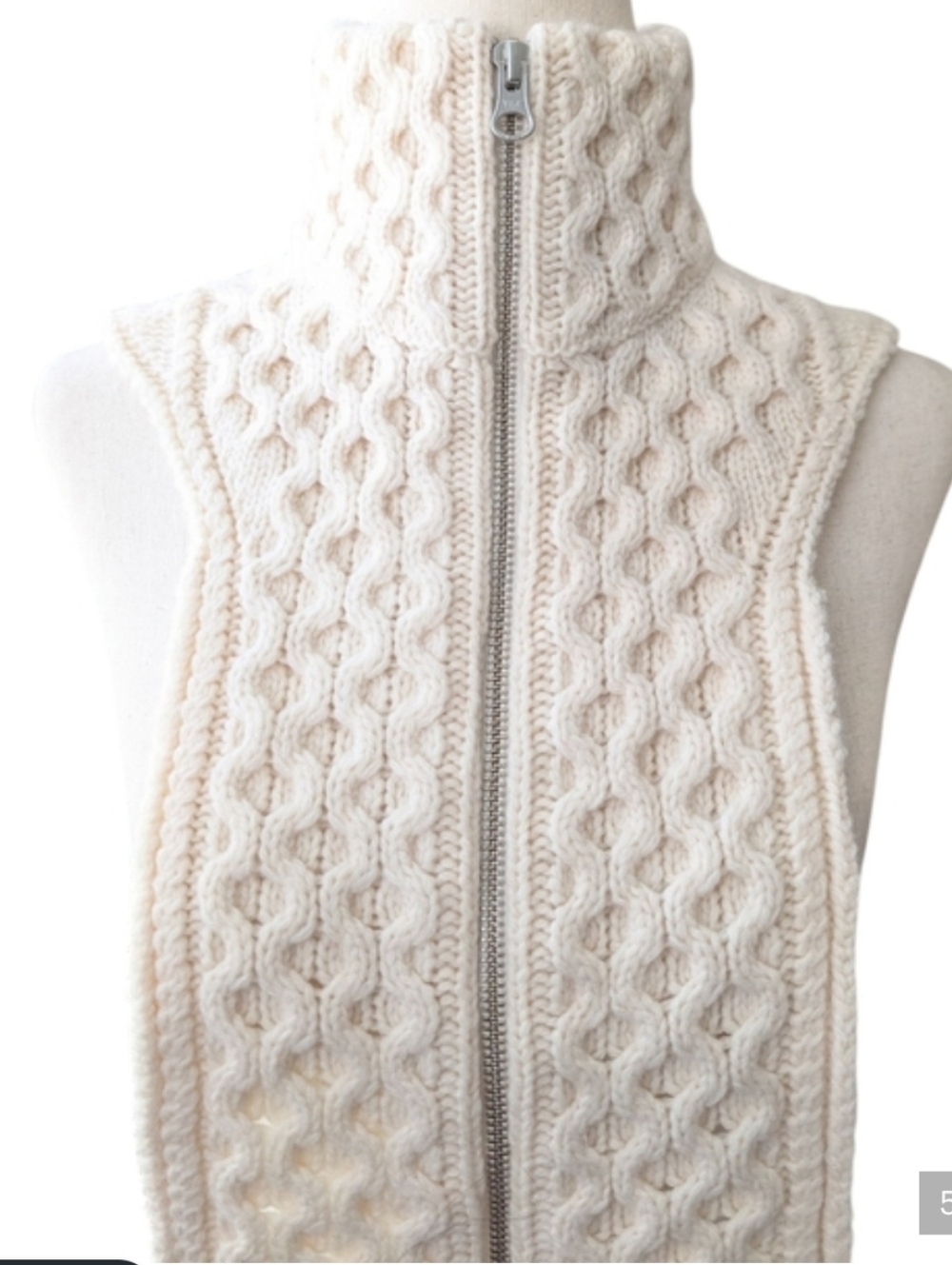 Veronica Beard Wool Cream Cable Knit Dickey Insert - Picture 4 of 6